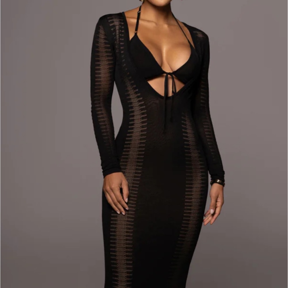 Noir Look This Way Midi Dress